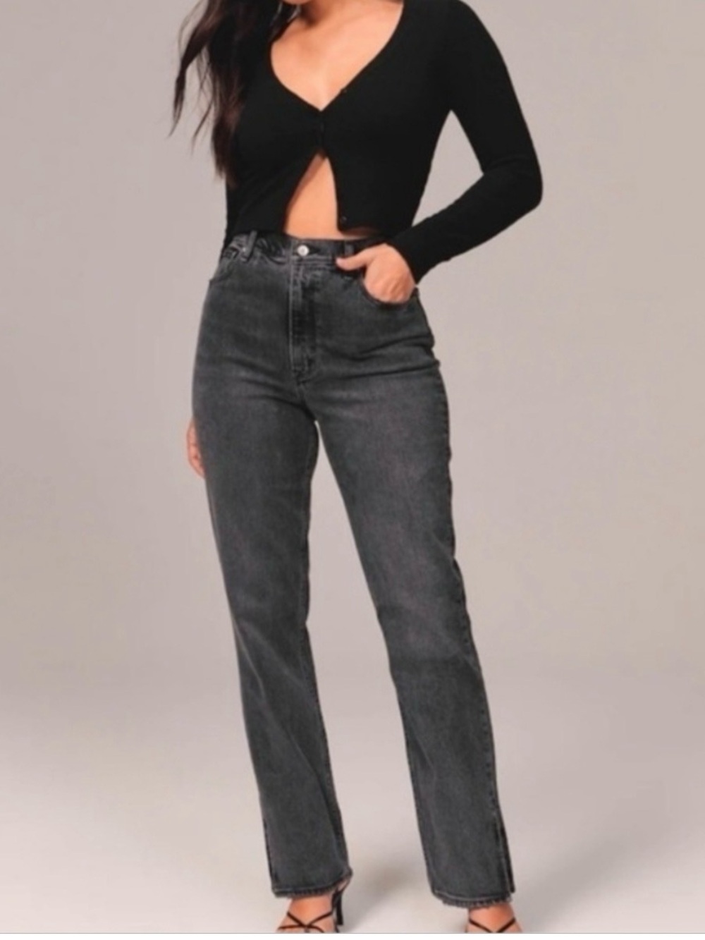 Abercrombie & Fitch 90s High-Rise Straight Leg Jeans - washed black